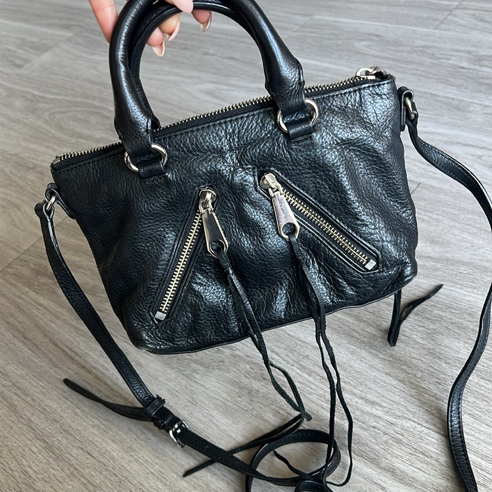 Rebecca Minkoff black leather purse with zippers